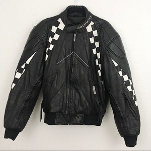 90’s Black Leather Jacket Cold Wave Men Snowmobile